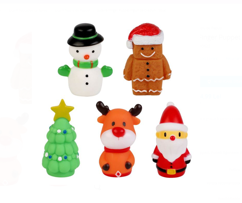 Set 5 marionete pentru mana-Tematica Craciun