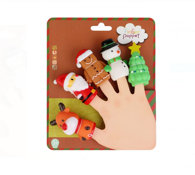 Set 5 marionete pentru mana-Tematica Craciun