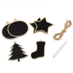 Set creativ de Craciun din lemn, Globulete, Tabla Neagra cu Creta