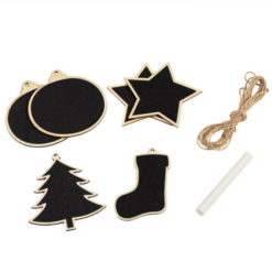 Set creativ de Craciun din lemn, Globulete, Tabla Neagra cu Creta