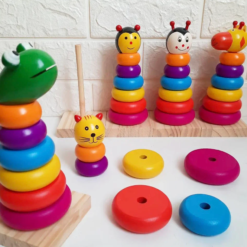 Turn Sortator Montessori din lemn, Animale, 20 cm