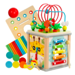 Cub Educativ bebe, din lemn cu 10 in 1 activitati