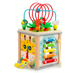 Cub Educativ bebe, din lemn cu 7 in 1 activitati, 18 luni+