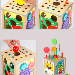 Cub Educativ bebe, din lemn cu 7 in 1 activitati, 18 luni+