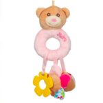 Jucarie moale si senzoriala bebelusi, cu element de dentitie, Roz