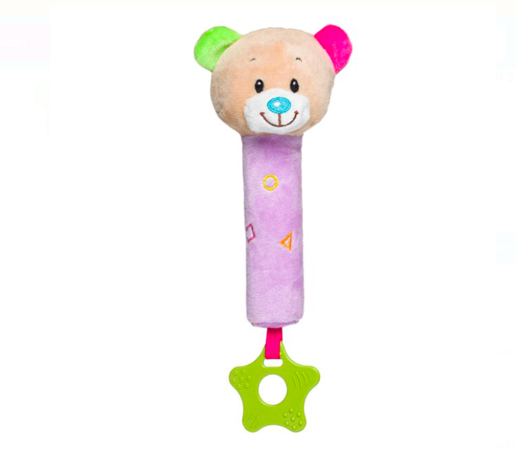 Jucarie moale si senzoriala bebelusi, cu element de dentitie, urs