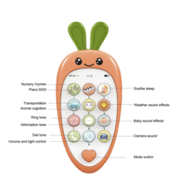 Telefon bebelusi cu sunete si joc dentitie, Morcov, 18 LUNI+
