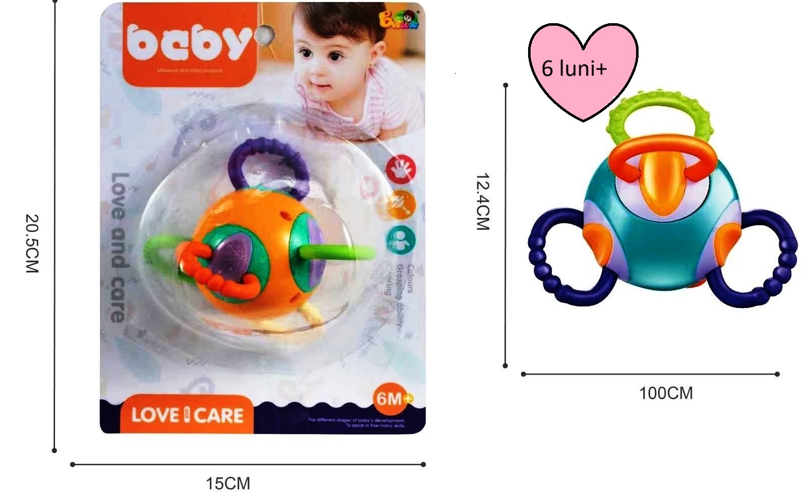 Jucarie interactiva bebelusi - Minge senzoriala, 6 luni+