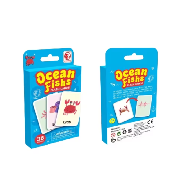 Carduri cognitive pentru copii, 36 piese, Animale marine