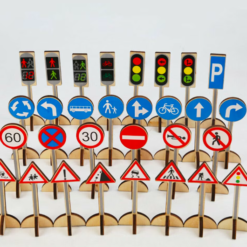 Joc educativ din lemn, Educatia Rutiera, 55 piese, 3 ani+