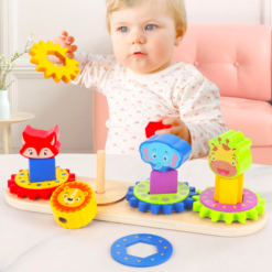 Joc sortator de forme, tip Montessori, 4 coloane, 3 ani