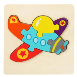 Puzzle 3D din lemn cu 7 piese - Avion, 3 ani