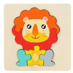 Puzzle 3D din lemn cu 7 piese - Leu, 3 ani