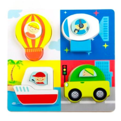 Puzzle 3D din lemn cu piese groase, 3 ani, Kabi