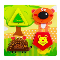 Puzzle 3D din lemn cu piese groase, 3 ani, Kabi