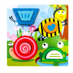 Puzzle 3D din lemn cu piese groase, 3 ani, Kabi