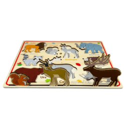 Puzzle magnetic din lemn in Limba Romana, Animale salbatice