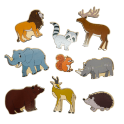 Puzzle magnetic din lemn in Limba Romana, Animale salbatice