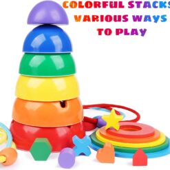 Turn Sortator Montessori din lemn Curcubeu, 3 ani