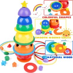 Turn Sortator Montessori din lemn Curcubeu, 3 ani