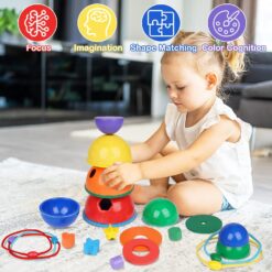 Turn Sortator Montessori din lemn Curcubeu, 3 ani