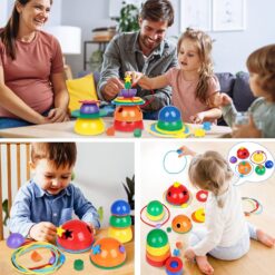 Turn Sortator Montessori din lemn Curcubeu, 3 ani