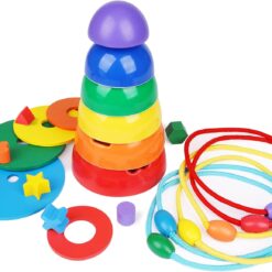 Turn Sortator Montessori din lemn Curcubeu, 3 ani