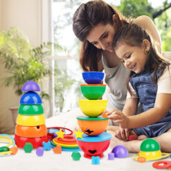 Turn Sortator Montessori din lemn Curcubeu, 3 ani