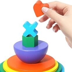 Turn Sortator Montessori din lemn Curcubeu, 3 ani