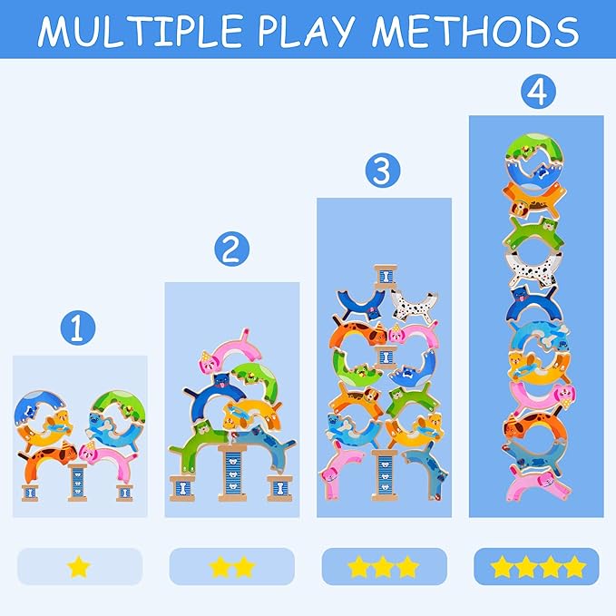 Joc de echilibru din lemn, Catelusi, 3 ani+