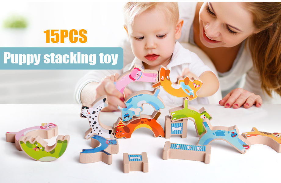 Joc de echilibru din lemn, Catelusi, 3 ani+