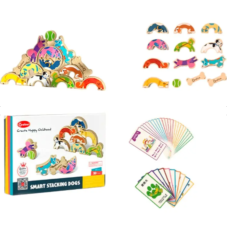 Joc de echilibru din lemn, Catelusi, 3 ani+