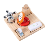 Joc de tip Montessori cu 5 activitati, Busy Bord cu robinet, 3 ani+