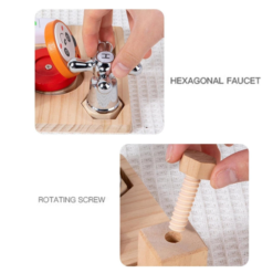 Joc de tip Montessori cu 5 activitati, Busy Bord cu robinet, 3 ani+