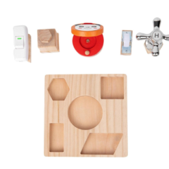 Joc de tip Montessori cu 5 activitati, Busy Bord cu robinet, 3 ani+