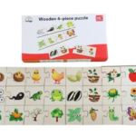 Puzzle de asociere din lemn cu 4 piese, 24 piese