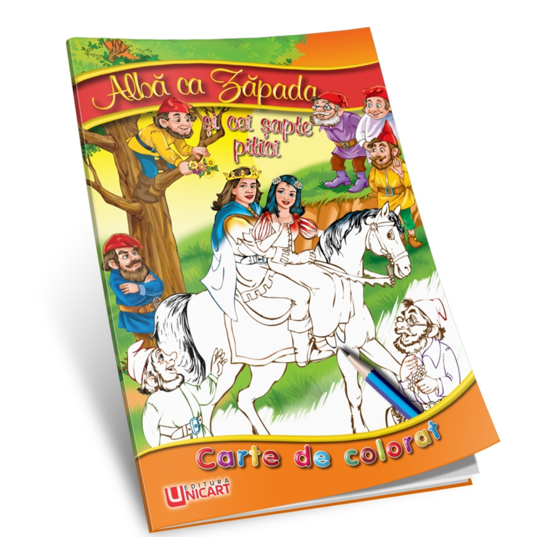 Carte de povesti si colorat, A5, Alba ca Zapada, 2 ani+