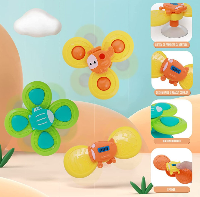 Jucarie interactiva bebelusi, 4 in 1, Ventuza si jucarie zornaitoare, 18 luni+