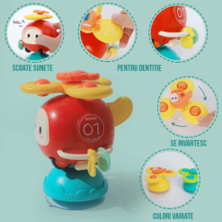 Jucarie interactiva bebelusi, 4 in 1, Ventuza si jucarie zornaitoare, 18 luni+