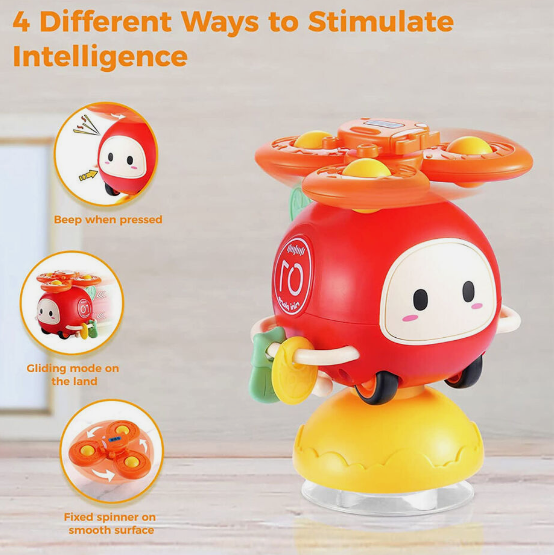 Jucarie interactiva bebelusi, 4 in 1, Ventuza si jucarie zornaitoare, 18 luni+