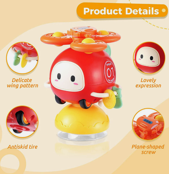 Jucarie interactiva bebelusi, 4 in 1, Ventuza si jucarie zornaitoare, 18 luni+