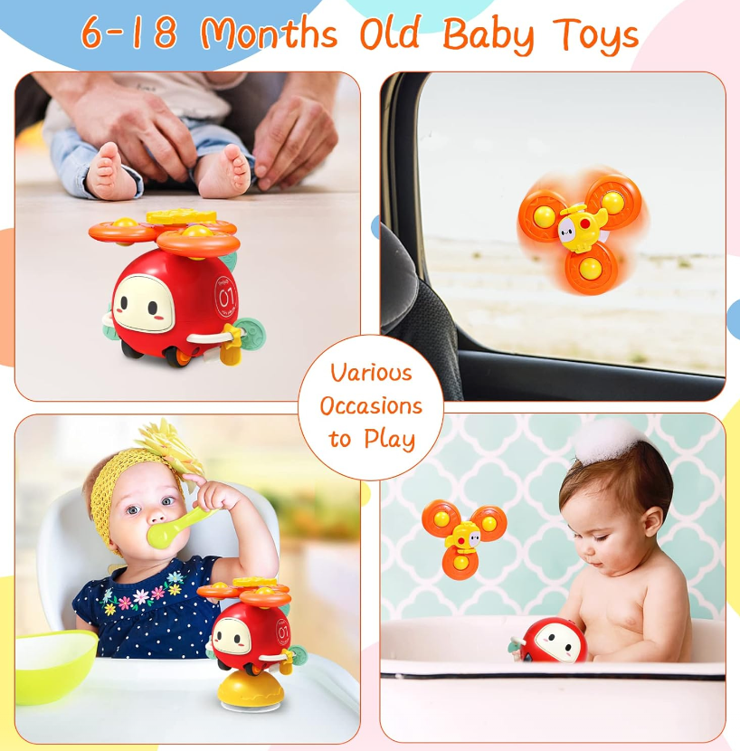 Jucarie interactiva bebelusi, 4 in 1, Ventuza si jucarie zornaitoare, 18 luni+