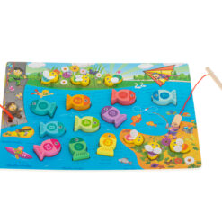 Puzzle incastru lemn si joc magnetic de pescuit, Animale Marine, 3 ani