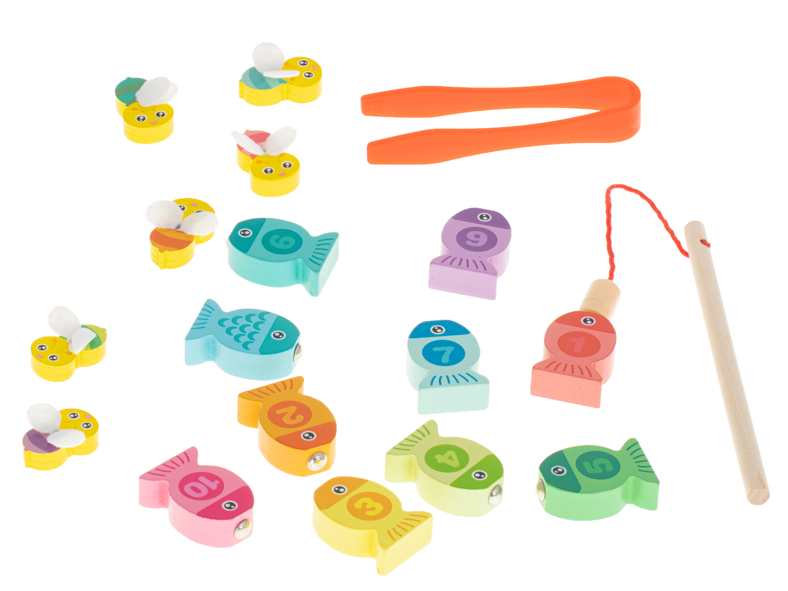 Puzzle incastru lemn si joc magnetic de pescuit, Animale Marine, 3 ani