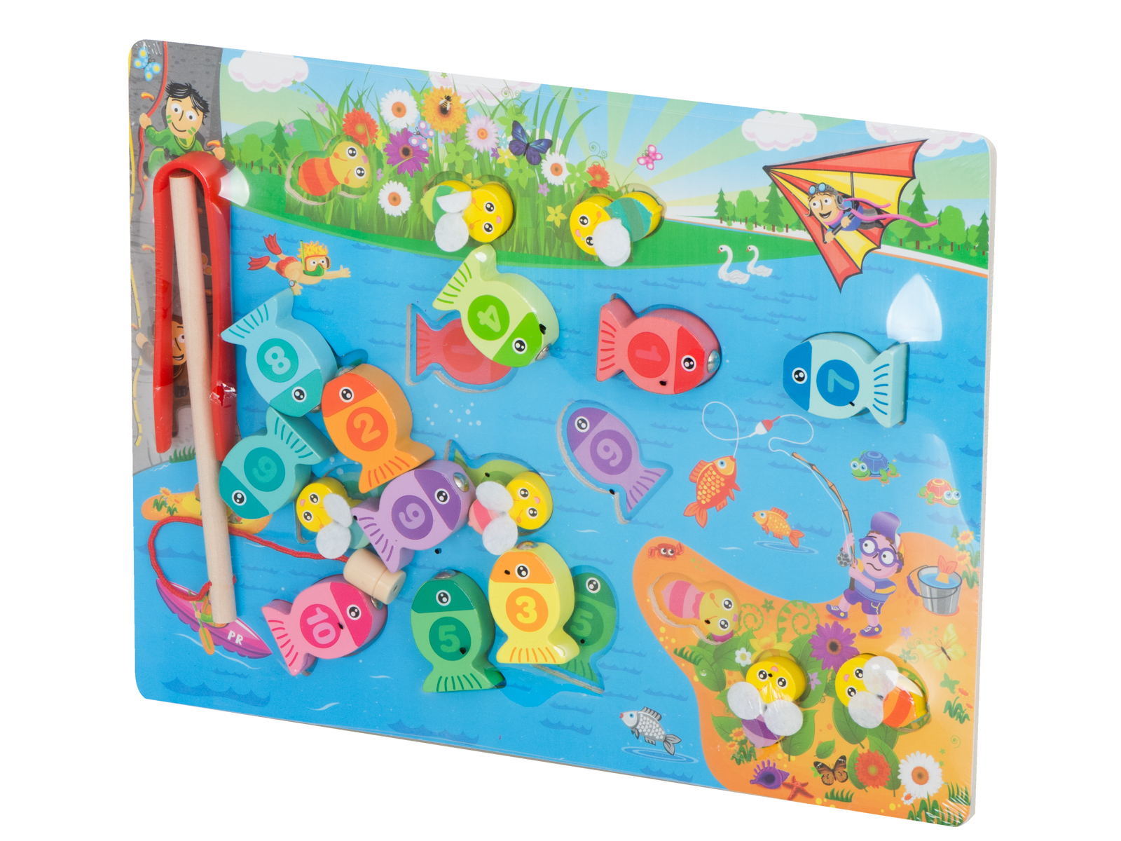 Puzzle incastru lemn si joc magnetic de pescuit, Animale Marine, 3 ani