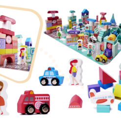 Set 108 de cuburi in galetusa cu sortator de forme geometrice, 3 ani