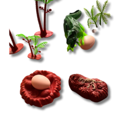 Set de 3 figurine Dinozauri si elemente de decor, 3 ani+