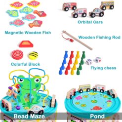 Cub Educativ bebe, din lemn cu 7 in 1 activitati