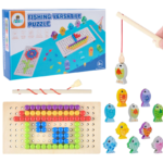 Joc creativ Mozaic Pixel din lemn si joc magnetic, 3 ani+