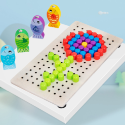Joc creativ Mozaic Pixel din lemn si joc magnetic, 3 ani+